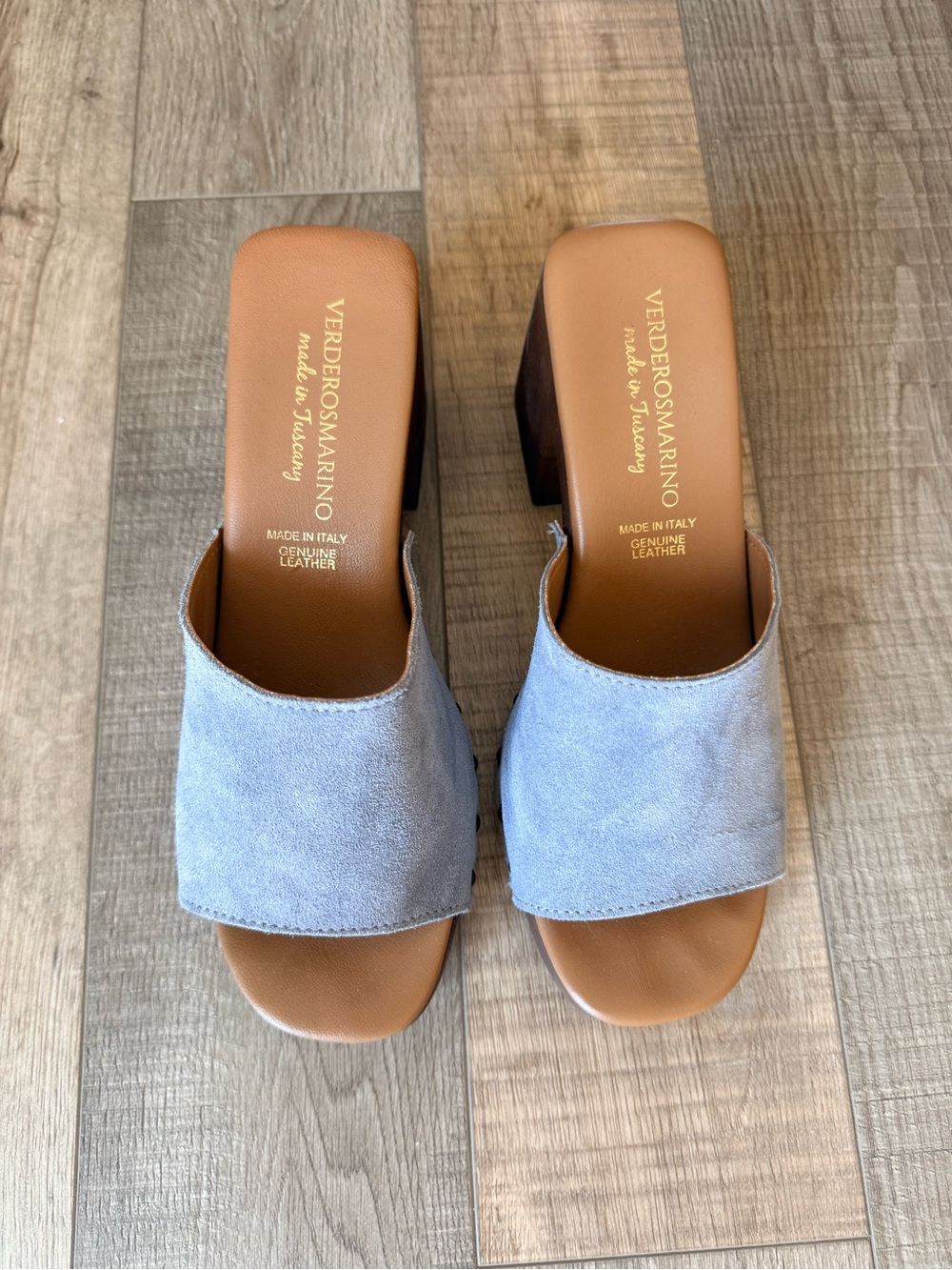 VerdeRosMarino Light Blue Suede Slide Mules - Women